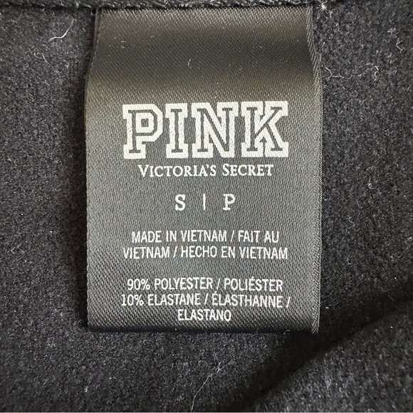 Victoria’s Secret PINK Quarter 1/4 Zip Pullover Sweatshirt Gray Black Small Logo - Picture 7 of 8